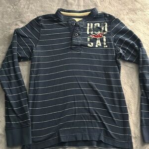 Hollister striped henley long sleeve